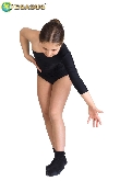 BODY DANZA LYCRA MONOSPALLA MANICA TRE QUARTI NERO BAMBINA